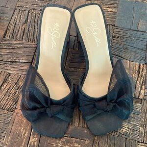 42 Gold Black Bow Heels